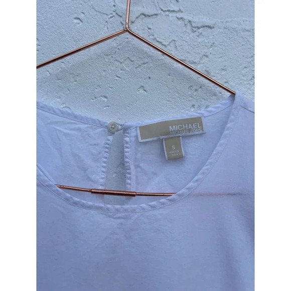 Michael Kors Womens Short Sleeve Cotton Embroidery Blouse Top White Black Sz S - Picture 8 of 8